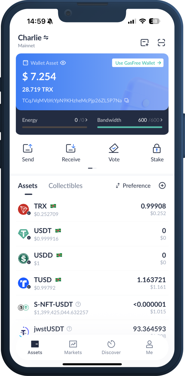 TronLink 钱包界面预览
